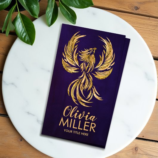 Golden Rising Phoenix Bird Visitekaartje
