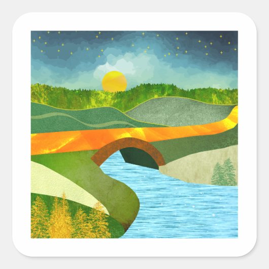 Golden Road Vierkante Sticker (Voorkant)