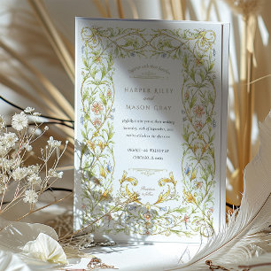 Golden Rococo Vine Wedding Kaart