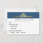 Golden Romance Art Déco RSVP Card V2 | TURQUOISE (Dos)