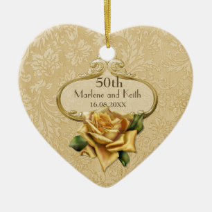 Golden Roos 50ste bruiloft Jubileum Keramisch Ornament