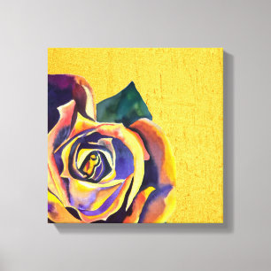 Golden Roos Gothic waterverf art Canvas Afdruk