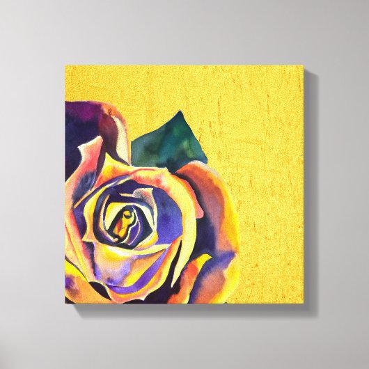 Golden Roos Gothic waterverf art Canvas Afdruk (Voorkant)