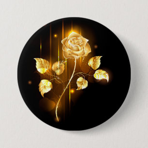 Golden roos (gouden roos) ronde button 7,6 cm