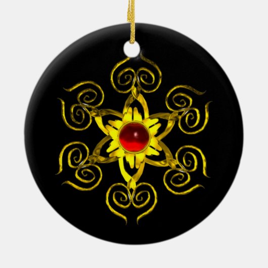 GOLDEN ROOS RUBY, Black Keramisch Ornament (Achterkant)