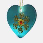 GOLDEN ROOS RUBY, Blue Aquamarine, Paars Roze Keramisch Ornament (Links)