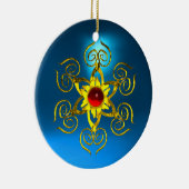 GOLDEN ROOS RUBY Blue Sapphire Keramisch Ornament (Rechts)