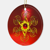 GOLDEN ROOS RUBY KERAMISCH ORNAMENT (Links)