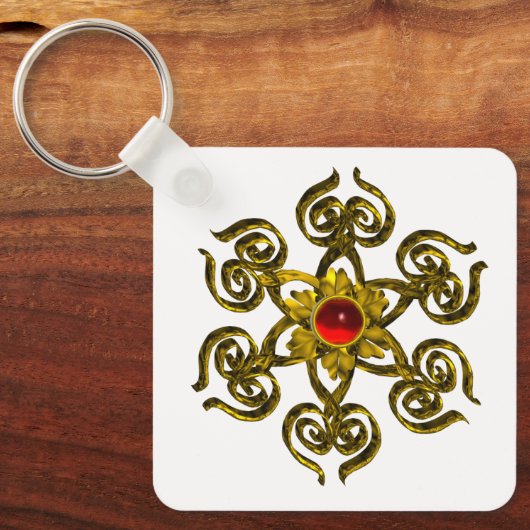 GOLDEN ROOS RUBY SLEUTELHANGER (Voorkant)