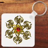 GOLDEN ROOS RUBY SLEUTELHANGER (Achterkant)