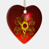 GOLDEN ROOS RUBY, White Heart Keramisch Ornament (Rechts)