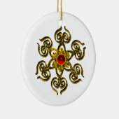 GOLDEN ROOS RUBY, wit Keramisch Ornament (Rechts)