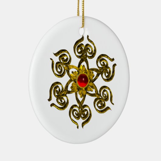 GOLDEN ROOS RUBY, wit Keramisch Ornament (Rechts)