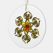 GOLDEN ROOS RUBY, wit Keramisch Ornament (Links)