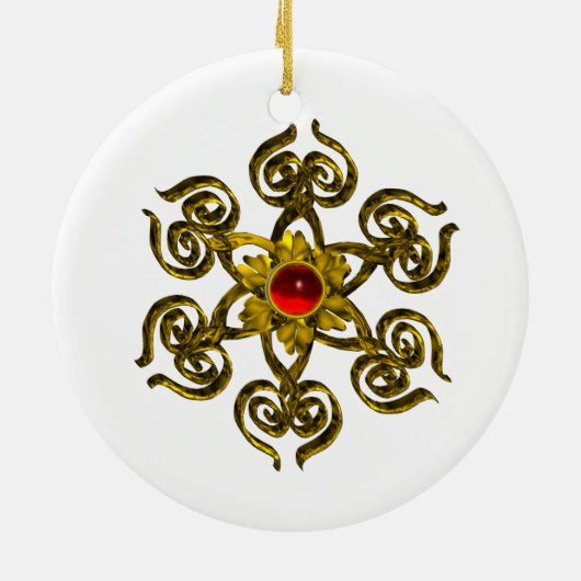 GOLDEN ROOS RUBY, wit Keramisch Ornament (Achterkant)