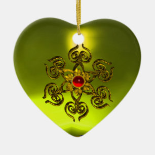 GOLDEN ROOS RUBY, Yellow Topaz, Paars roze Keramisch Ornament