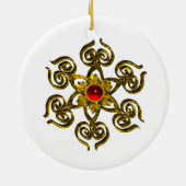 GOLDEN ROOS RUBY, zwart-wit Keramisch Ornament (Achterkant)