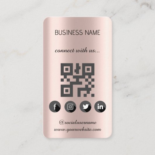 Golden roos - Sociale media QR Code Visitekaartje (Voorkant)