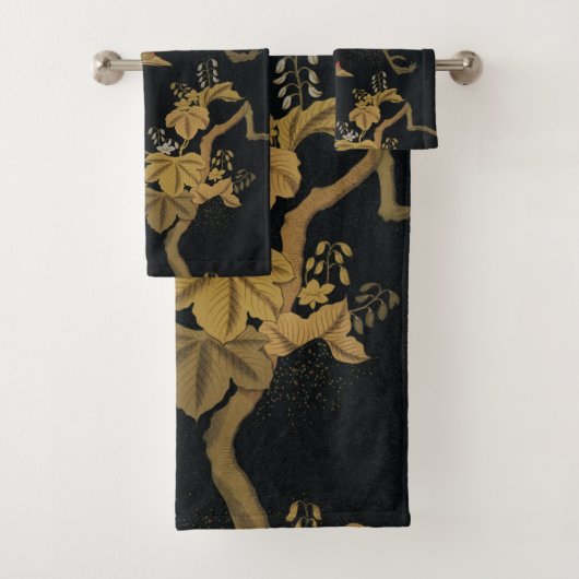 Golden Rooster Bird Japans Classic Antiek Bad Handdoek (Insitu)