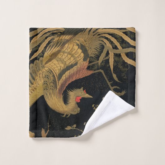 Golden Rooster Bird Japans Classic Antiek Bad Handdoek (Wasdoekje)