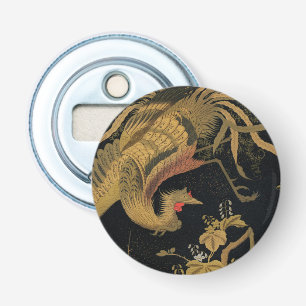 Golden Rooster Bird Japans Classic Antiek Button Flesopener
