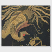 Golden Rooster Bird Japans Classic Antiek Cadeaupapier (Vlak)