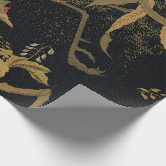 Golden Rooster Bird Japans Classic Antiek Cadeaupapier (Hoek)