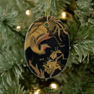 Golden Rooster Bird Japans Classic Antiek Keramisch Ornament