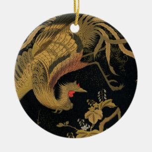 Golden Rooster Bird Japans Classic Antiek Keramisch Ornament