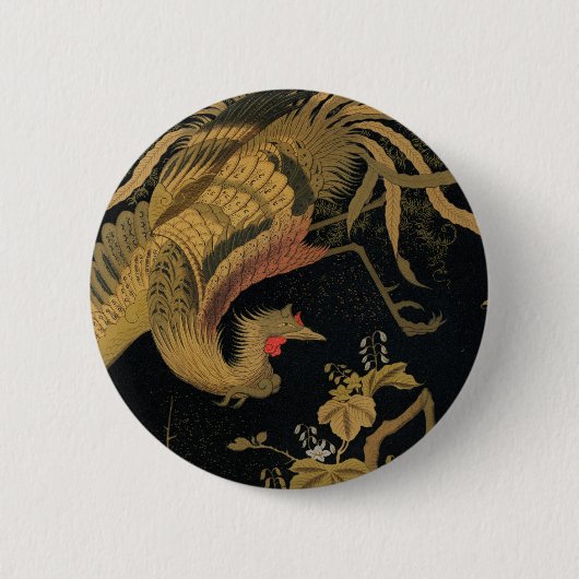 Golden Rooster Bird Japans Classic Antiek Ronde Button 5,7 Cm (Voorkant)