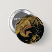 Golden Rooster Bird Japans Classic Antiek Ronde Button 5,7 Cm (Voorkant /achterkant)