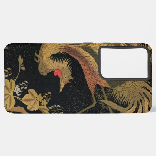 Golden Rooster Bird Japans Classic Antiek Samsung Galaxy Hoesje (Linkerkant)