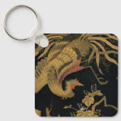 Golden Rooster Bird Japans Classic Antiek Sleutelhanger (Voorkant)