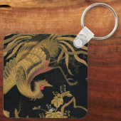 Golden Rooster Bird Japans Classic Antiek Sleutelhanger (Achterkant)