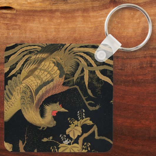 Golden Rooster Bird Japans Classic Antiek Sleutelhanger (Achterkant)