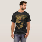Golden Rooster Bird Japans Classic Antiek T-shirt (Voorkant volledig)