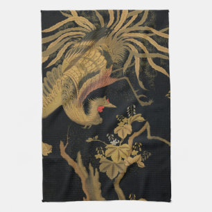 Golden Rooster Bird Japans Classic Antiek Theedoek