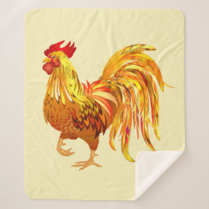 Golden Rooster Chicken Boerderij Animal Bird Art Sherpa Deken
