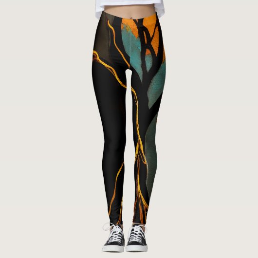 Golden Roots and Twilight Tree Leggings (Voorkant)