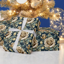 Golden Roses With a Metallic Finish Cadeaupapier