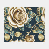 Golden Roses With a Metallic Finish Fleece Deken (Voorkant (Horizontaal))
