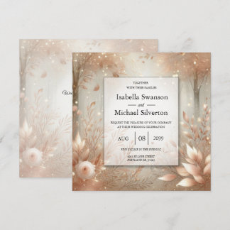 Golden Rosewood Enchanted Forest Wedding Kaart