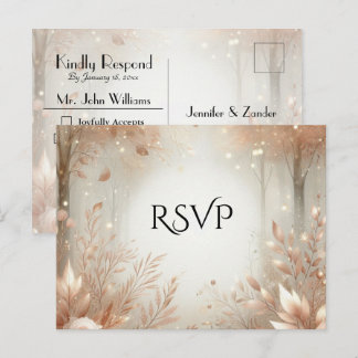 Golden Rosewood Enchanted Forest Wedding RSVP Uitnodiging Briefkaart