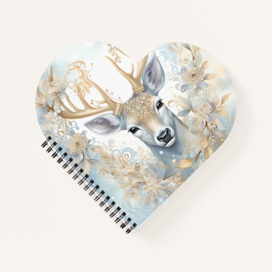 Golden Royal Deer Spiral Carnet - Winter Eleganc (Devant)