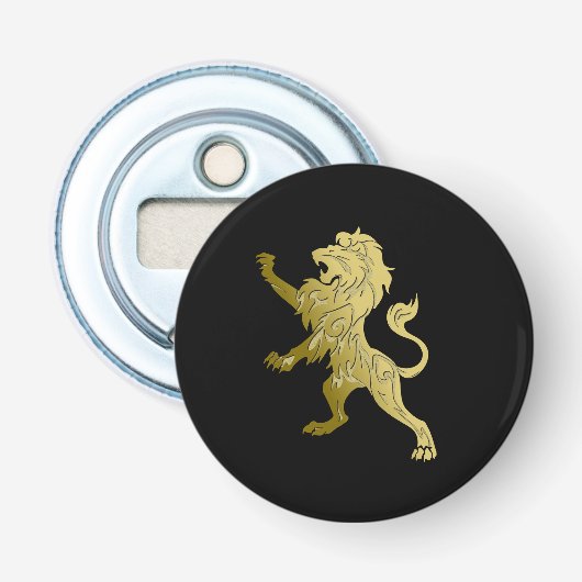 Golden Royal Lion Black Button Flesopener (Voorkant)