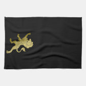 Golden Royal Lion Black Theedoek (Horizontaal)