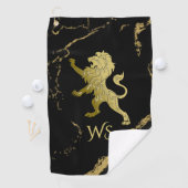 Golden Royal Lion Monogram Golfhanddoek (Insitu)