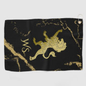 Golden Royal Lion Monogram Golfhanddoek (Horizontaal)