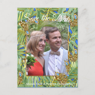 Golden Royal Peacock Temple Dreams Aankondigingskaart