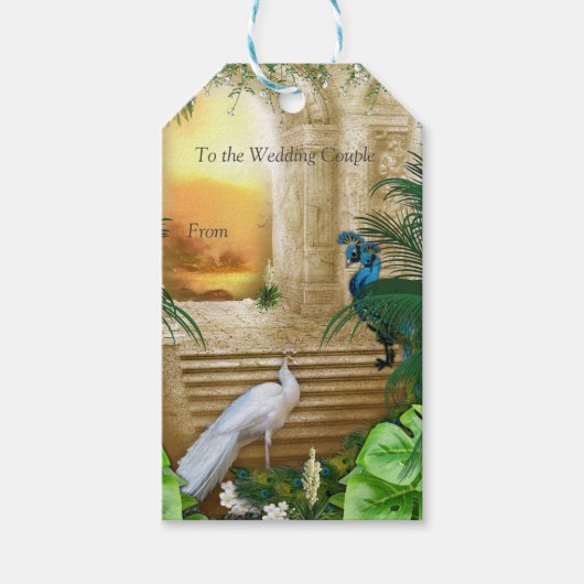 Golden Royal Peacock Temple Dreams Cadeaulabel (Voorkant)